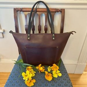 Portland Leather Merlot Zipper Tote